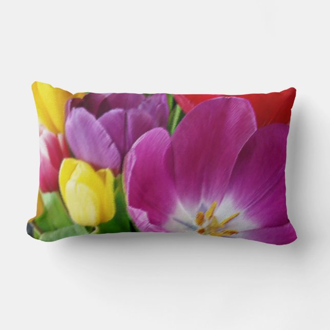 colours of tulips lumbar pillow (Front)