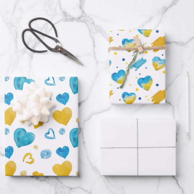 Colours of Ukraine Blue Yellow White Wrapping Paper Sheet (Front)