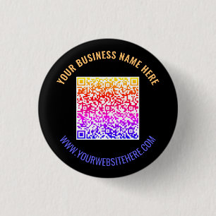 Colours QR Code and Custom Text Personalized Butto 1 Inch Round Button