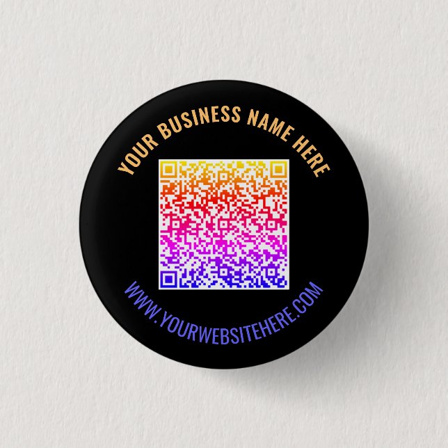 Colours QR Code and Custom Text Personalized Butto 1 Inch Round Button (Front)