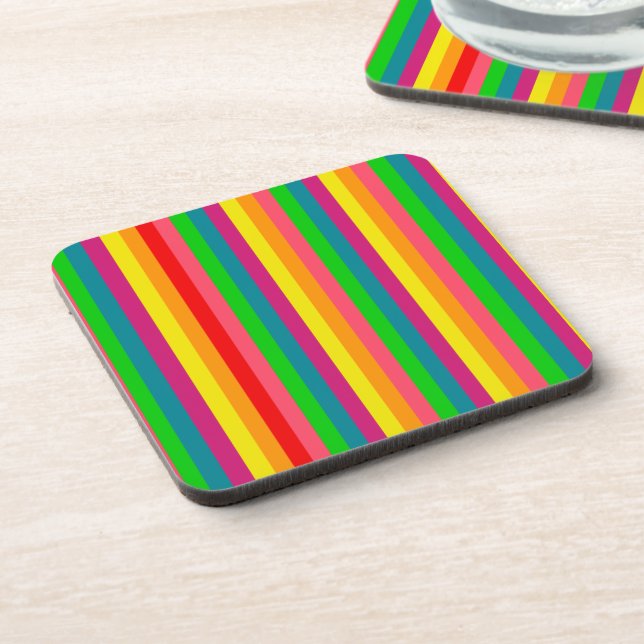 Colours Rainbow Stripes Decor Coaster (Left Side)