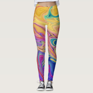 Colours River Abstract Painting Best Fine Art Leggings