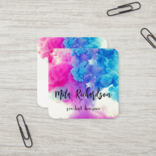 Colours spilled in water square business card