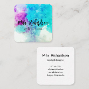 Colours spilled in water square business card