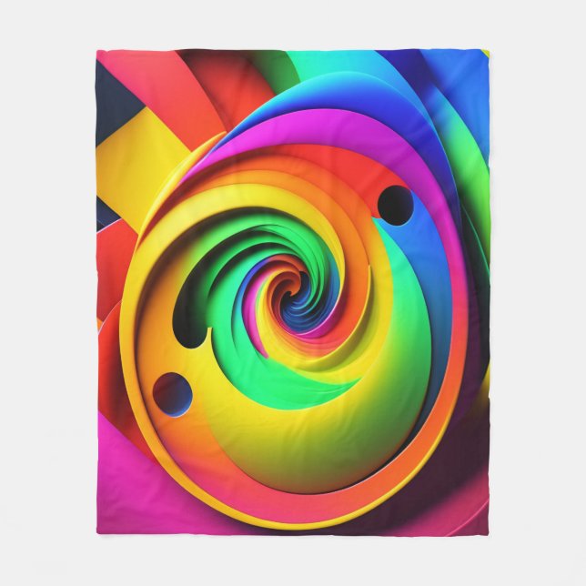 Colours Spiral Colourful 3D Abstract Geometric Fleece Blanket (Front)