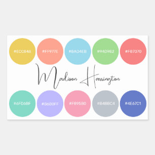 Colours with Hex Codes Custom Name Designer Sticker