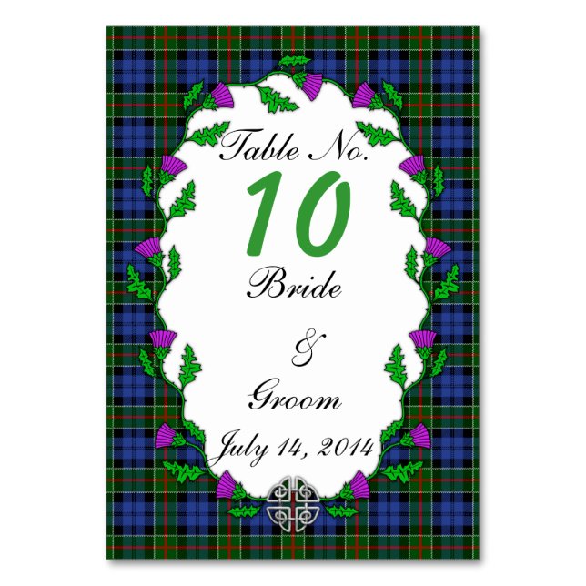 Colquhoun Celtic Wedding Table Number (Front)