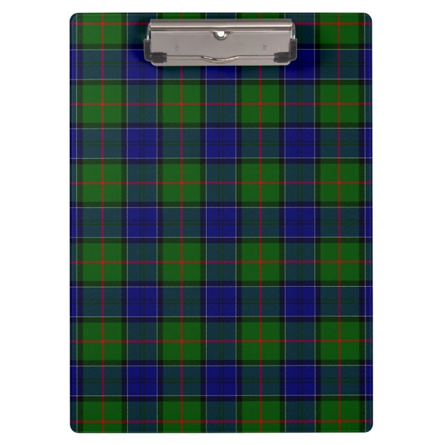 Colquhoun tartan blue green plaid clipboard (Front)