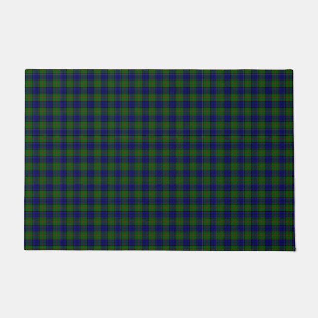 Colquhoun tartan blue green plaid doormat (Front)