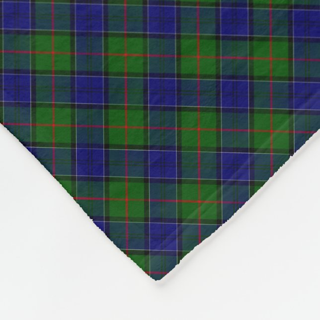 Colquhoun tartan blue green plaid fleece blanket (Corner)