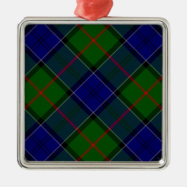 Colquhoun tartan blue green plaid metal ornament (Front)