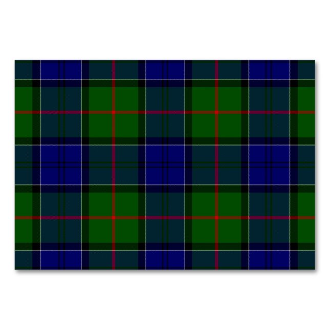 Colquhoun tartan blue green plaid table number (Front)