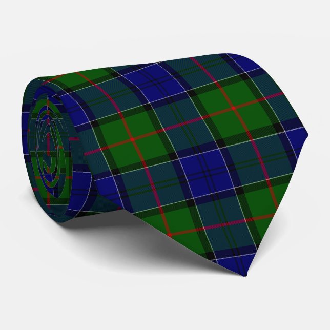 Colquhoun tartan blue green plaid tie (Rolled)