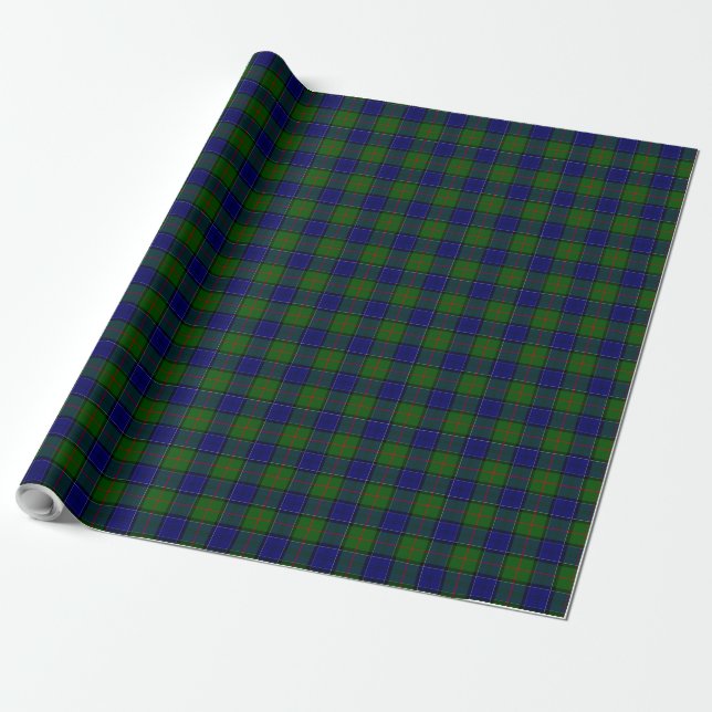 Colquhoun tartan blue green plaid wrapping paper (Unrolled)