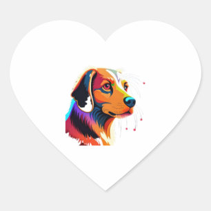 Colrful Dog Graphic -   Heart Sticker