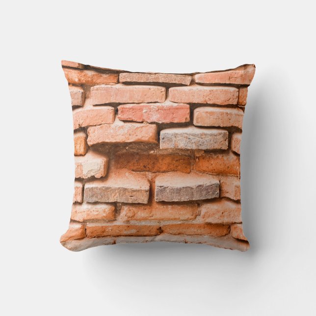 Colse up old brick wall background and texture. ag throw pillow (Front)