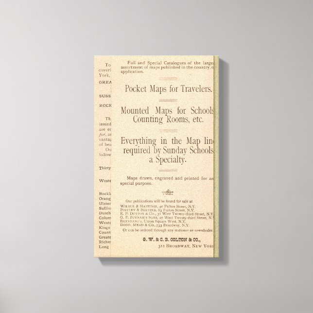 Colton's Driving and Wheeling Map of the US 3 Canvas Print (Front)