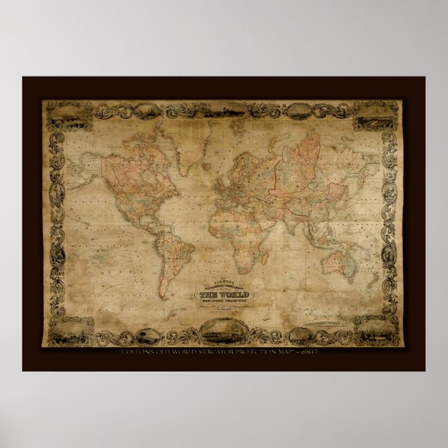 COLTONS Old World Map (c 1847) Art Poster (Front)