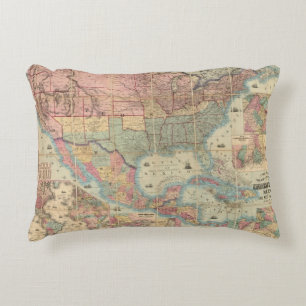 Colton's Railroad And Military Map Accent Pillow