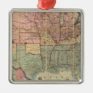 Colton's Railroad And Military Map Metal Ornament