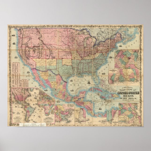 Colton's Railroad And Military Map Poster (Front)