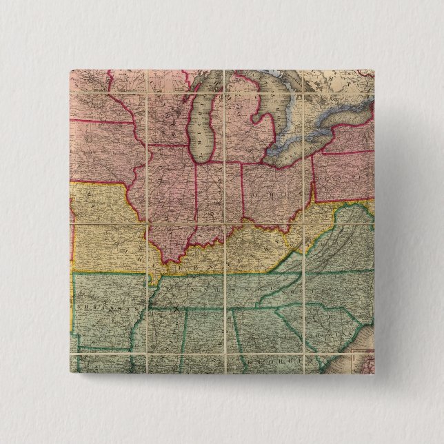 Colton's Railroadand County Map, United States 2 Inch Square Button (Front)