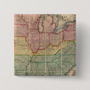 Colton's Railroadand County Map, United States 2 Inch Square Button