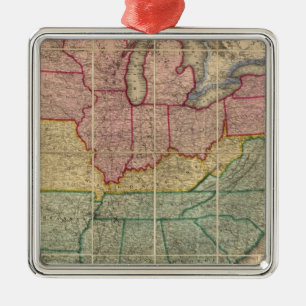 Colton's Railroadand County Map, United States Metal Ornament
