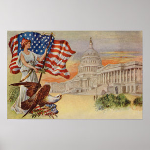 Columbia and United States Capitol Building Poster
