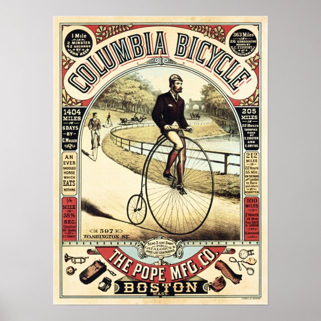 COLUMBIA BICYCLE American Vintage Cycle Poster (Front)