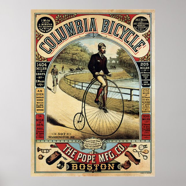 COLUMBIA BICYCLE c. 1890 Poster (Front)