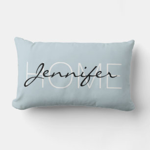 Columbia blue colour home monogram lumbar pillow