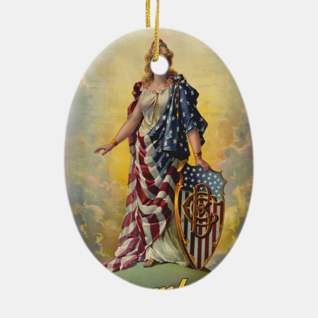 Columbia Brewing Co. Poster Ceramic Ornament (Back)