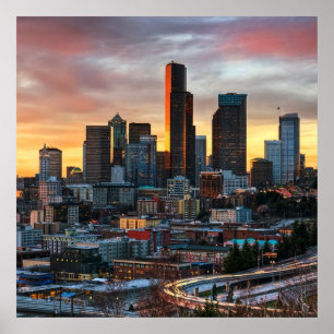 Columbia centre and downtown Seattle, Seattle Poster