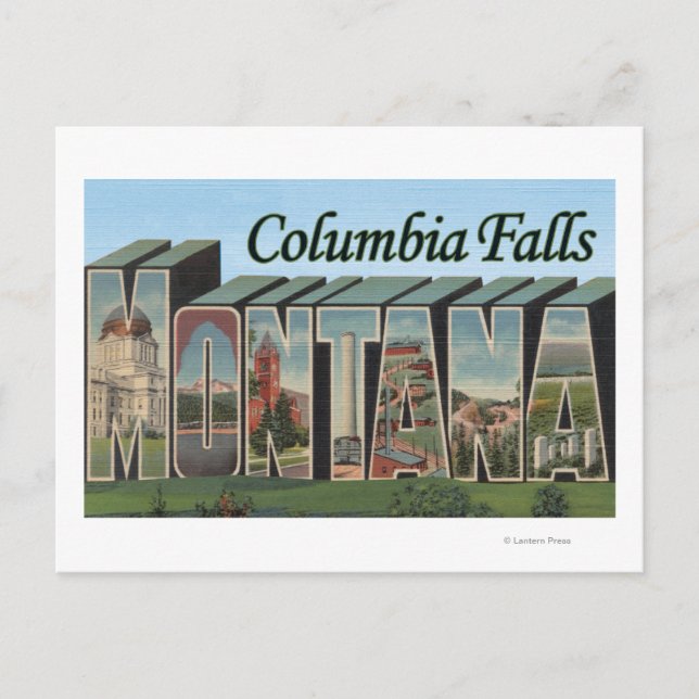 Columbia Falls, Montana - Large Letter Scenes Postcard (Front)