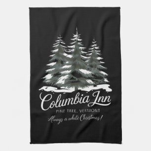 Columbia Inn Pine Tree Vermont A White Christmas Kitchen Towel