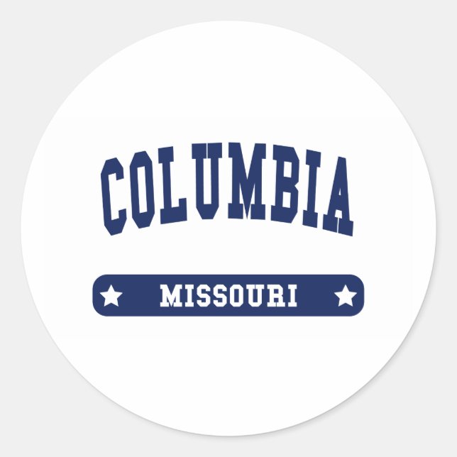 Columbia Missouri College Style tee shirts Classic Round Sticker (Front)
