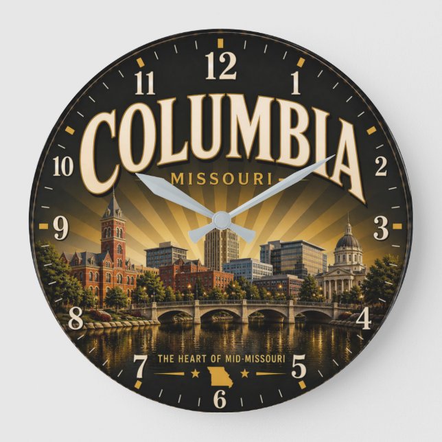Columbia Missouri Large Clock (Front)