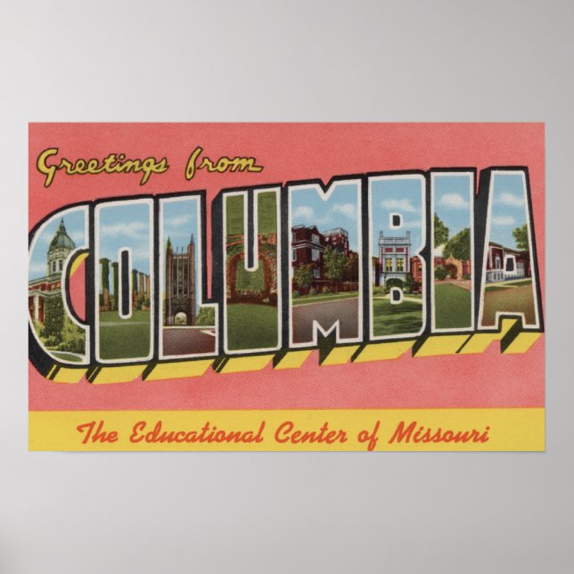Columbia, Missouri - Large Letter Scenes Poster (Front)