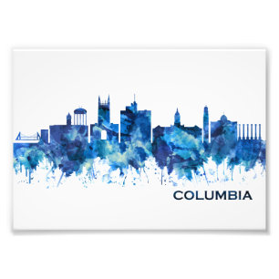 Columbia Missouri Skyline Blue Photo Print