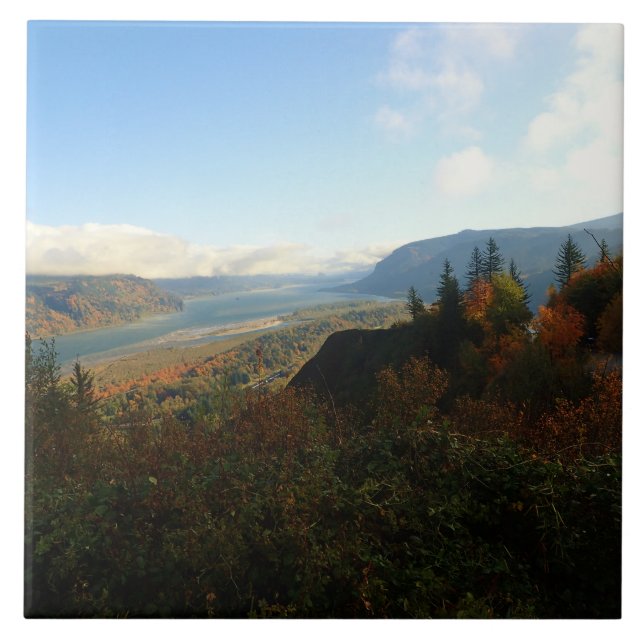 Columbia River Gorge in Autumn, Oregon Tile (Front)
