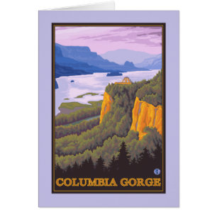 Columbia River Gorge Scene with Crown Point
