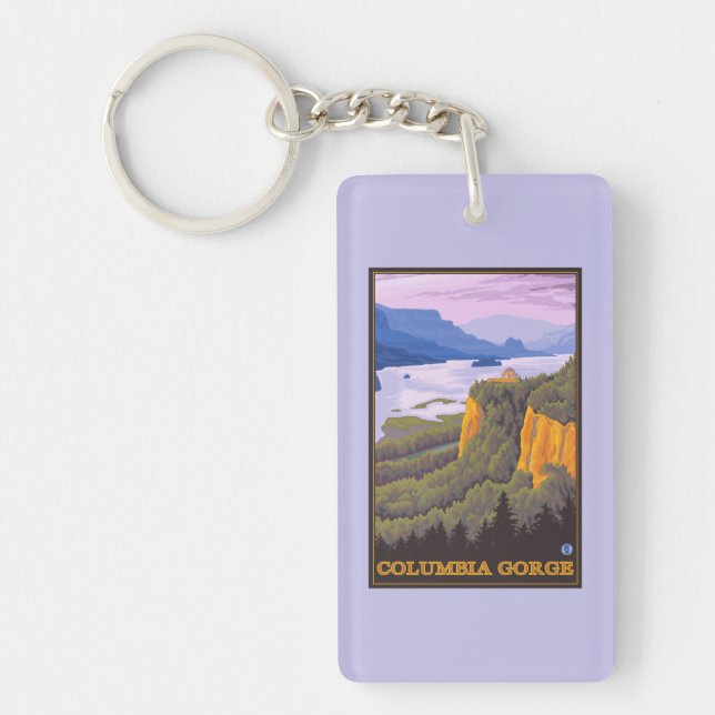 Columbia River Gorge Scene with Crown Point Keychain (Front)
