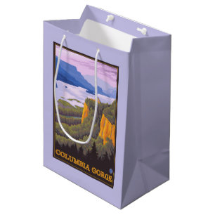 Columbia River Gorge Scene with Crown Point Medium Gift Bag