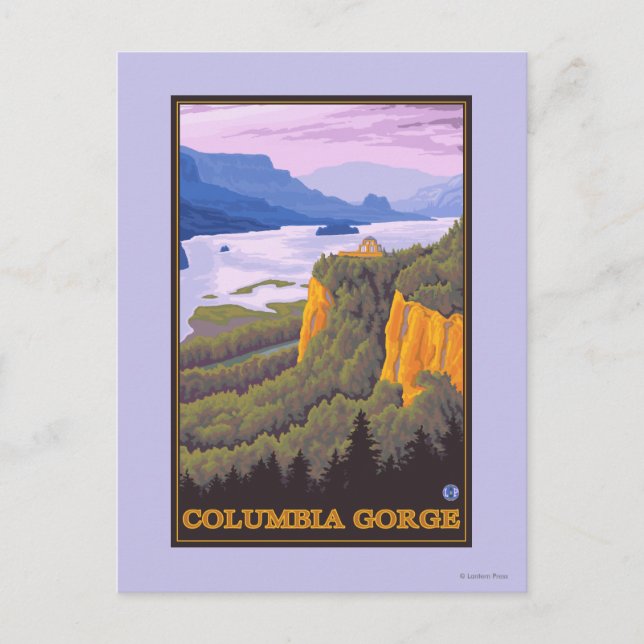 Columbia River Gorge Scene with Crown Point Postcard (Front)