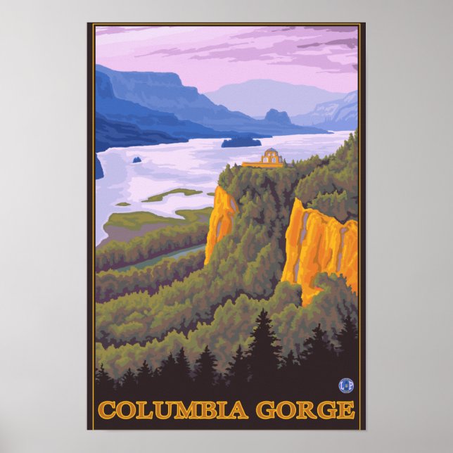 Columbia River Gorge Scene with Crown Point Poster (Front)