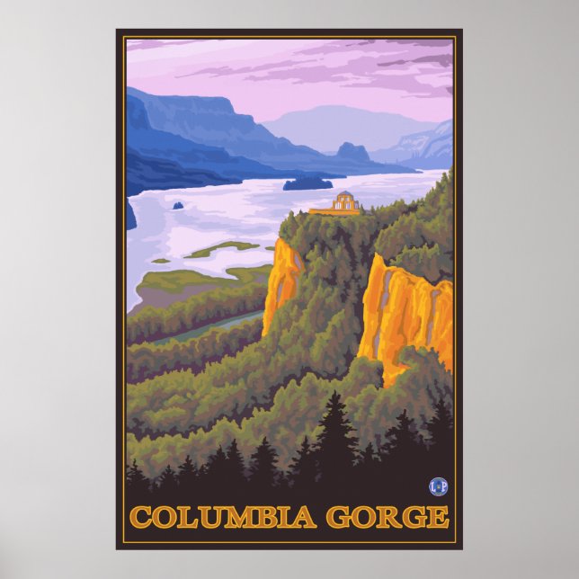 Columbia River Gorge Scene with Crown Point Poster (Front)