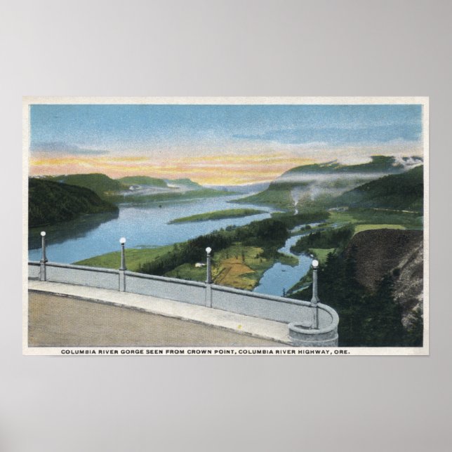 Columbia River Gorge View from Crown Point, Poster (Front)