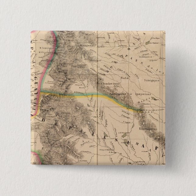 Columbia, South America 8 2 Inch Square Button (Front)