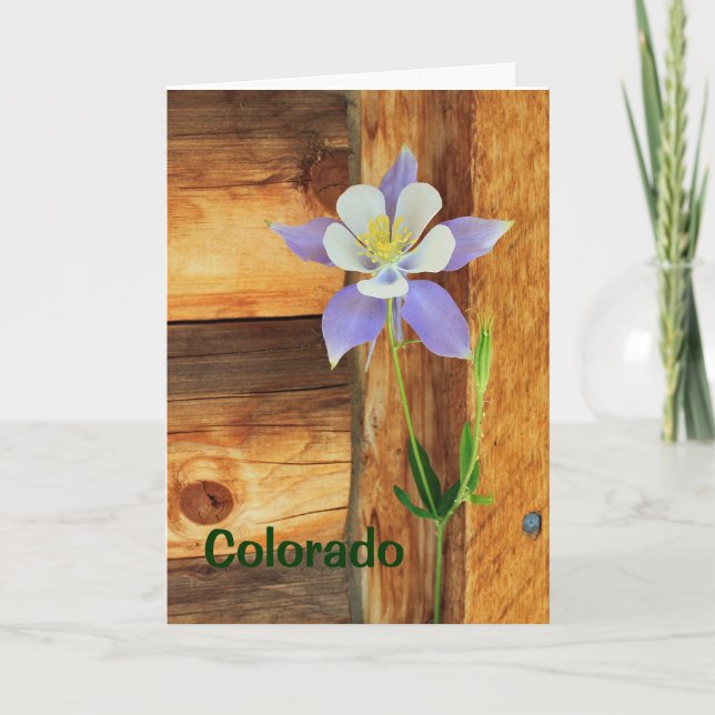 Columbine bleu et disparus en bois vous carte de (Devant)